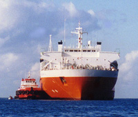 Tug assist yacht carrier